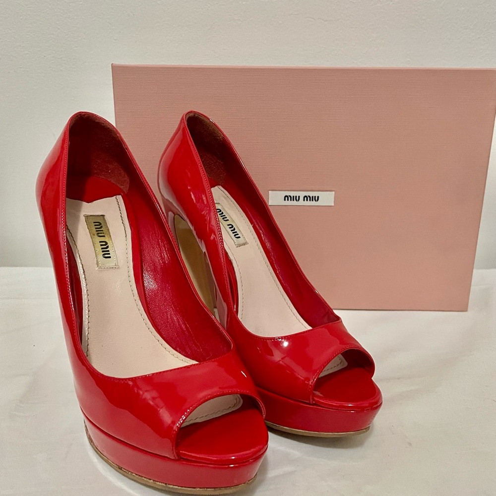 Miu Miu Red Patent Leather Platform - image 2